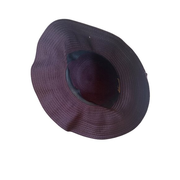 August Accessories Womens Plum Ribbed Cloche Hat With Bow Accent - Picture 4 of 5